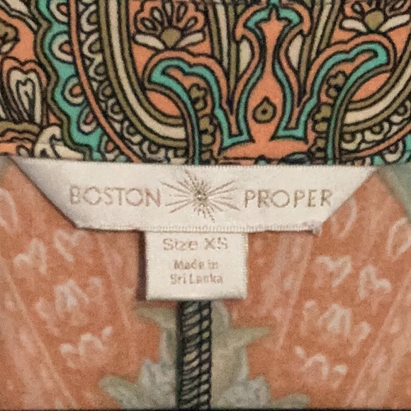 Boston Proper Boho Lightweight V Neck Flowy Printed Blouse 3/4 Sleeve XS - Picture 4 of 5